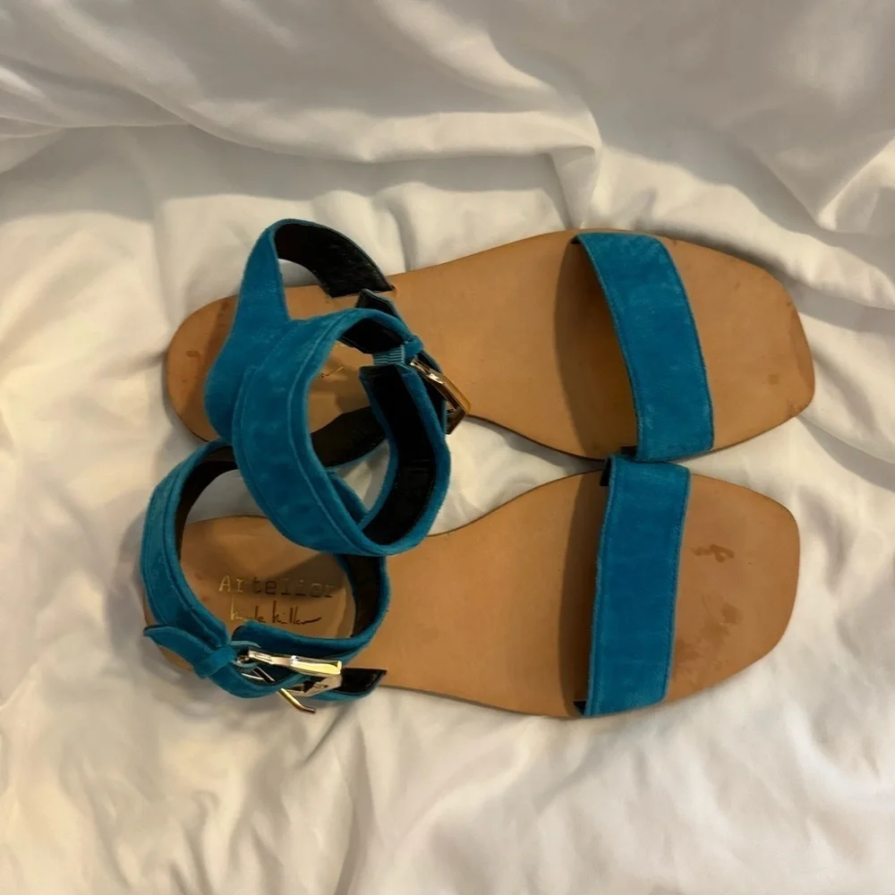 EUC Nicole Miller Atelier Suede Ankle Strap Sandals